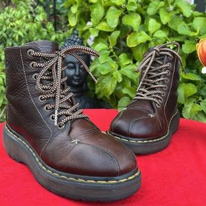 Dr. Martens Vintage Wedge Platform Brown Leather Boots